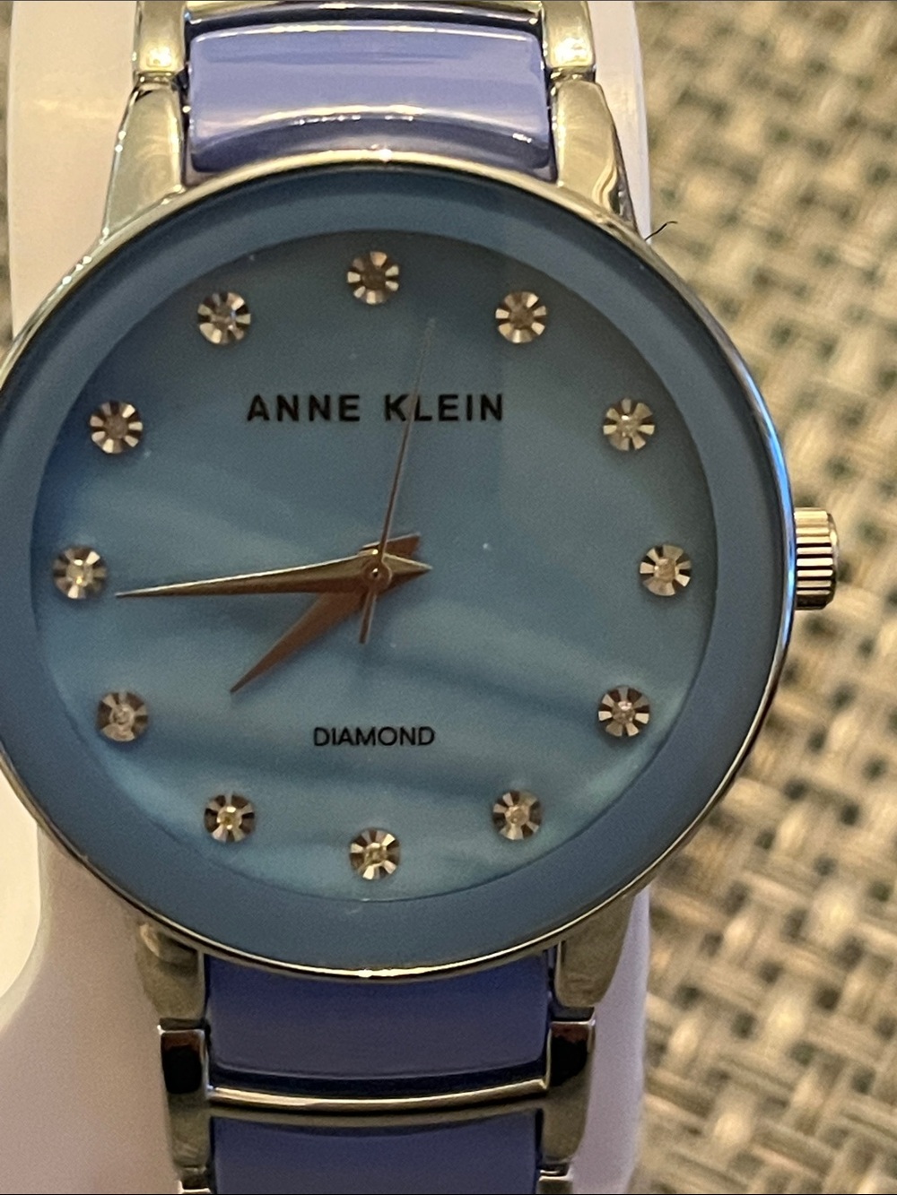 Anne Klein Blue Dial with Lilac Bracelet Diamond Accent Watch